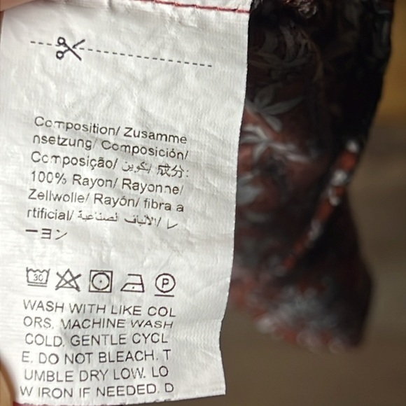 SHEIN Womens Over Floral Print Flounce Long Sleeve Bardot Dress M rust blue Mini - Picture 8 of 8